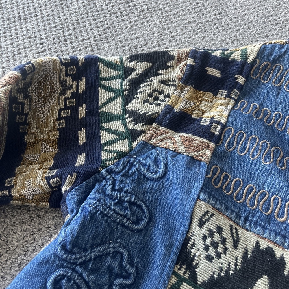 Vintage Embroidered Boho, Festival Navaho Jacket. Karen Hart. M Denim - Picture 5 of 14